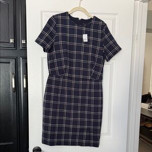 Ann Taylor Navy Checkered Mini Dress NWT